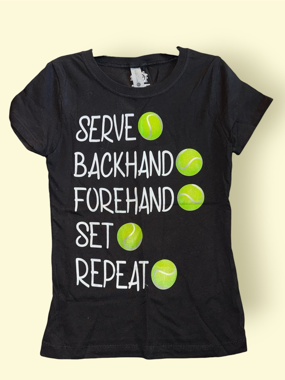 Kids Tennis Graphic Tee - Black